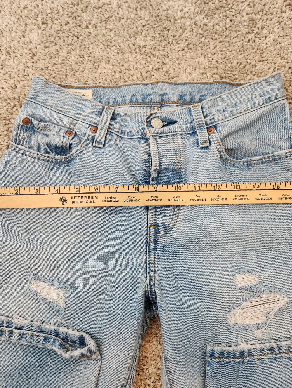 Levis 501 Premium Distressed Light Wash Distressed Jeans Size 27x30 - Picture 8 of 12